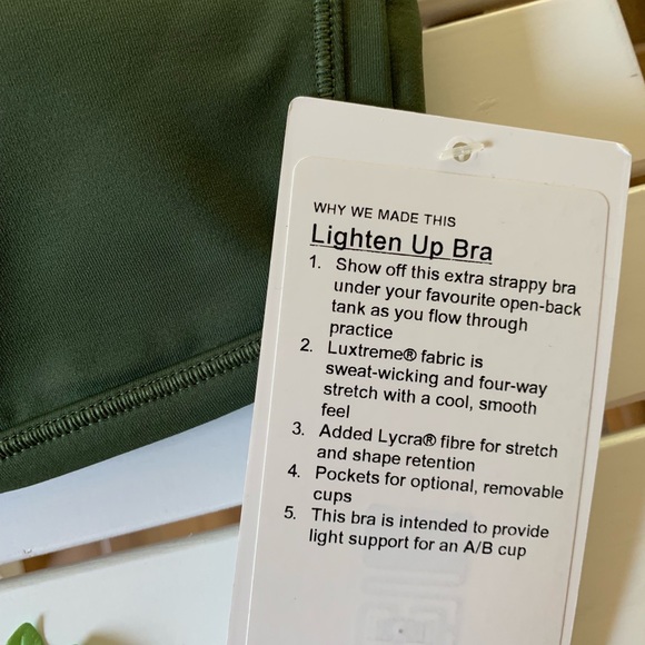 Lighten up bra BARG Barack green size 10 lululemon - Picture 4 of 5